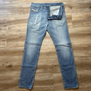 Diesel Buster Jeans Men 30x32 Blue Slim Tapered Stretch Medium Wash Fade 0837I